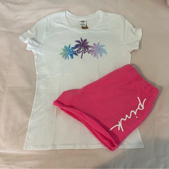 Victoria’s Secret PINK Campus T-Shirt and Boyfriend Shorts - Picture 1 of 6